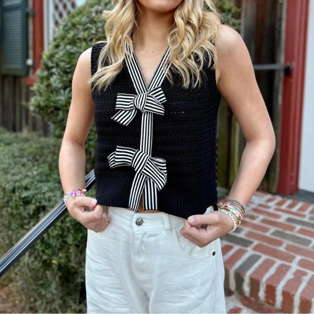 Papermoon Black Open-Knit Sweater Tank